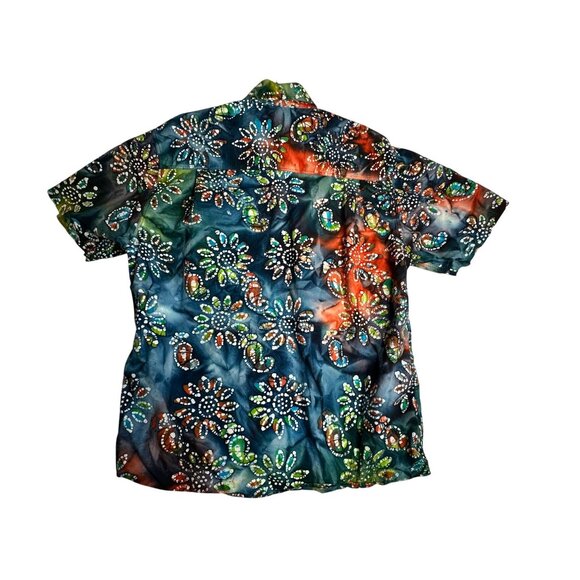 Tuttle Distinctive Sportswear Artsy Floral Button Down Shirt Mens Small - Italy - Picture 3 of 4